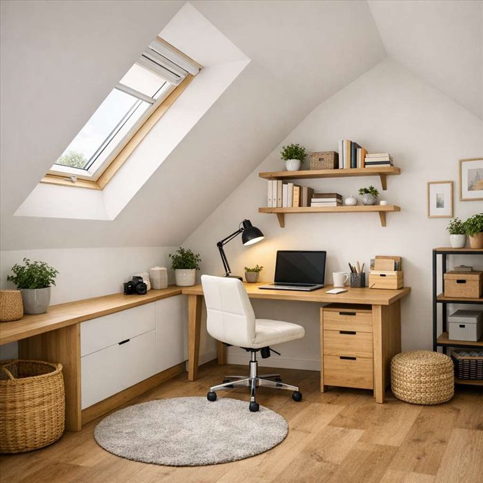 Bureau sous pente de 10 m² : aménagement malin et optimisé
