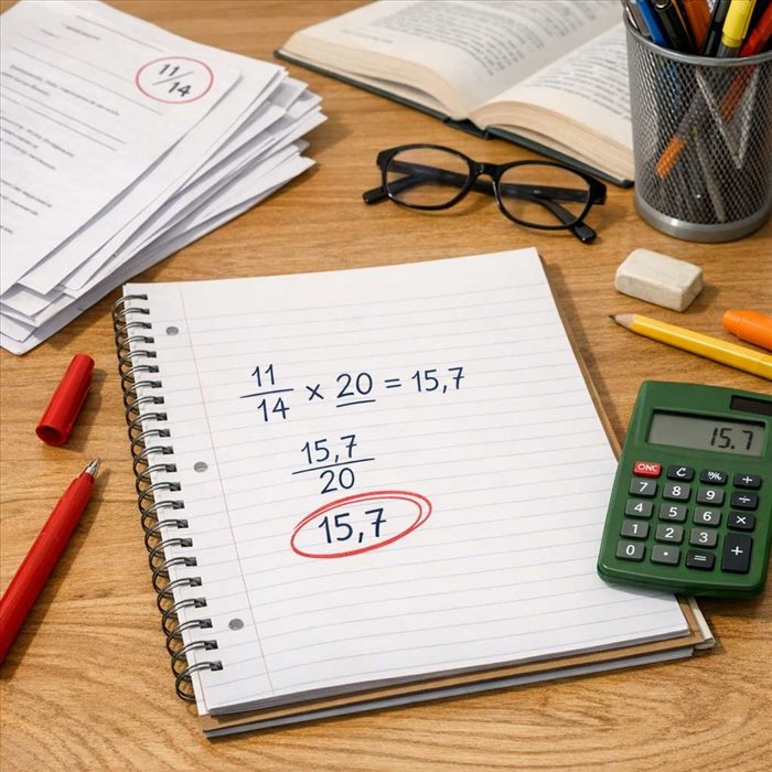 Convertir une note sur 14 en note sur 20 : calcul simple
