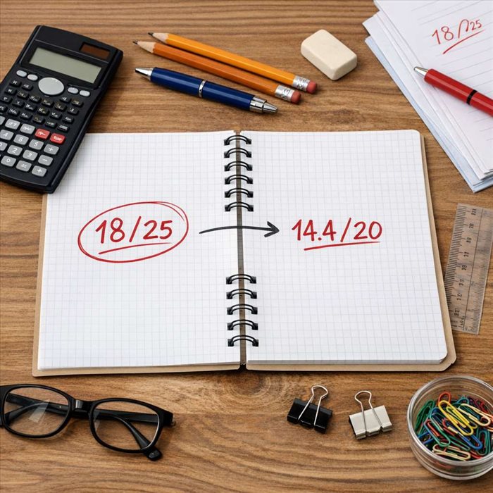 Convertir une note sur 25 en note sur 20 : méthode simple