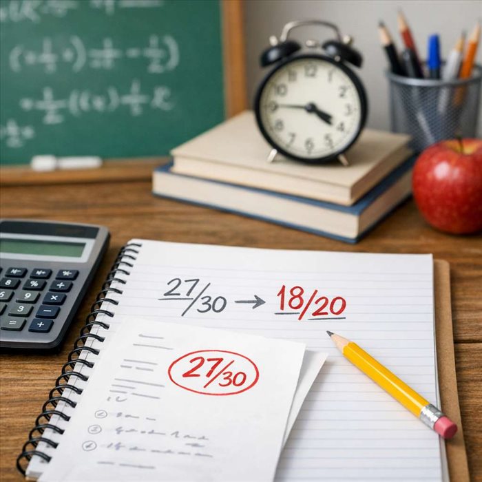 Convertir une note sur 30 en note sur 20 : calcul simple