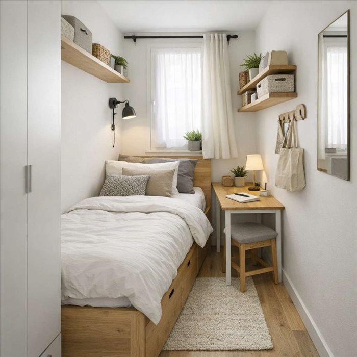 Aménager une chambre étroite de 8 m² : astuces gain de place
