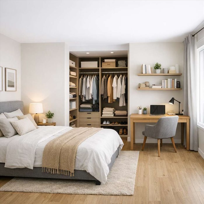 Aménager une chambre avec dressing et bureau de 20 m² | Conseils